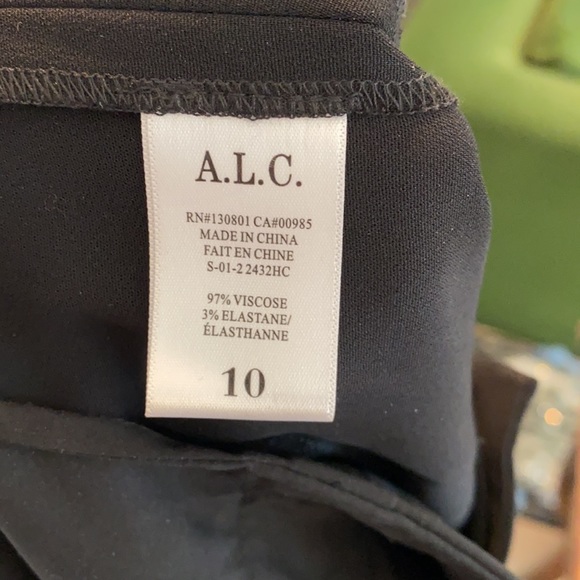 A.L.C. Black Viscose Wide Leg Cropped Pants Trousers Women's 10 - Picture 9 of 9